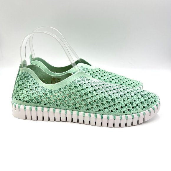 Ilse Jacobsen Hornbaek Tulip 139 Mint Green Perforated Slip On Sneakers Shoes 41 - Picture 1 of 14